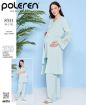 Poleren Home Wear 8351 Kodu 2025 İlkbahar/Yaz Koleksiyonu Lohusa Üçlü Takımı, Açık Mint Yeşili/Turkuaz Renkte Dantel Detaylı Hamile Pijama ve Sabahlık Seti resmi