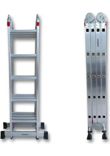 Endokon 5,64 Metre - 20 Basamaklı Katlanır Akrobat Merdiven - Büyük Menteşe - Kalın Profil resmi