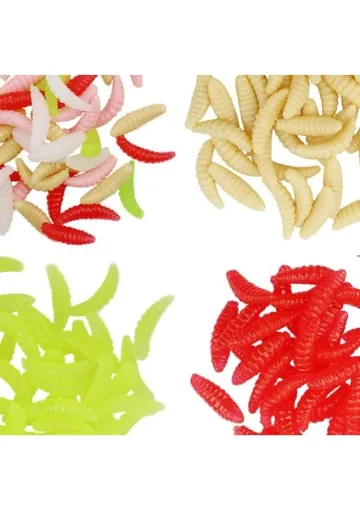 Valkyrie 200 Adet 2,4cm Yumuşak Silikon Kurtçuk Olta Balık Yemi - 4 Farklı Renk - Fosforlu resmi