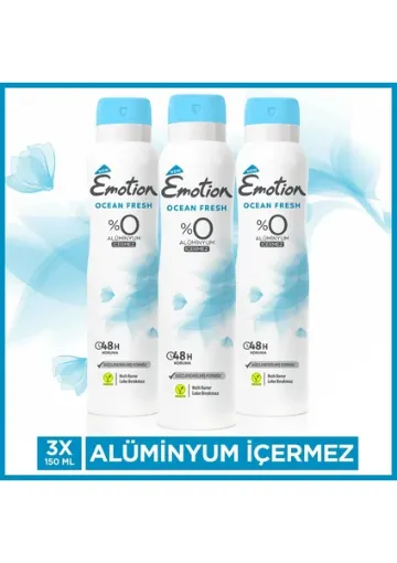 Emotion Ocean Fresh 3'lü Kadın Deodorant (3 x 150 Ml) resmi