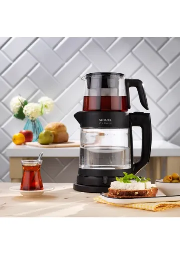 Schafer Optimal Elektrikli Cam Çay Makinesi-Siyah resmi