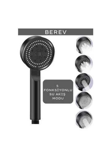 Berev 5 Fonksiyonlu Yüksek Basınçlı Ayarlanabilir Duş Başlığı resmi