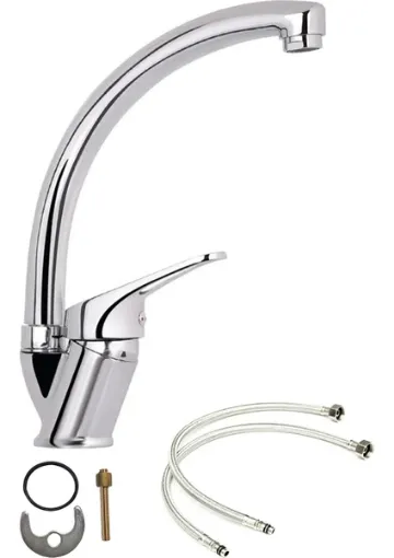 Grow Premium Kalite Mix Kuğu Mutfak Evye Bataryası Seti Sıcak Soğuk Girişli resmi