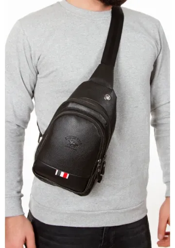 Newish Unisex Kulaklık Çıkışlı Çapraz Omuz Çantası Siyah , Freebag, (29X19CM) resmi