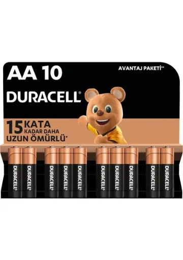 Duracell Alkalin AA Kalem Pil, 1,5 V LR6/MN1500, 10’lu paket resmi