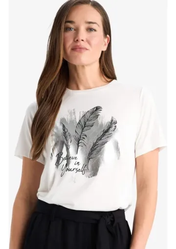 DeFacto Regular Fit Bisiklet Yaka Baskılı Kısa Kollu Tişört F3556AX25SM resmi