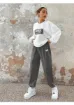 Trendseninle Kadın Beyaz Füme Nasa Baskılı Oversize Alt Üst Eşofman Takımı resmi