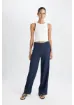 DeFacto Bürümcük Pantolon Lacivert Wide Leg Geniş Bol Paça Esnek Belli C0200AX24AU resmi