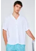 DeFacto Regular Fit Yazlık Apaş Yaka Viskon Basic Düz Kısa Kollu Beyaz Gömlek C4735AX24SM resmi