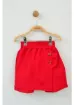 Bebbiş 23 Nisan Kırmızı Fırfırlı Düğme Detaylı Kız Çocuk Şort Etek (5-16 Yaş) resmi