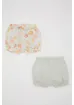 DeFacto Kız Bebek Çiçekli Penye 2'li Şort C4396A524SM resmi