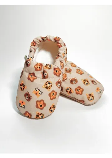 Pufien Yazlık Terleme Yapmayan Hayvan Desenli Pamuk Astarlı Bebek Patik - Esnek ve Kaydırmaz Tabanlı resmi